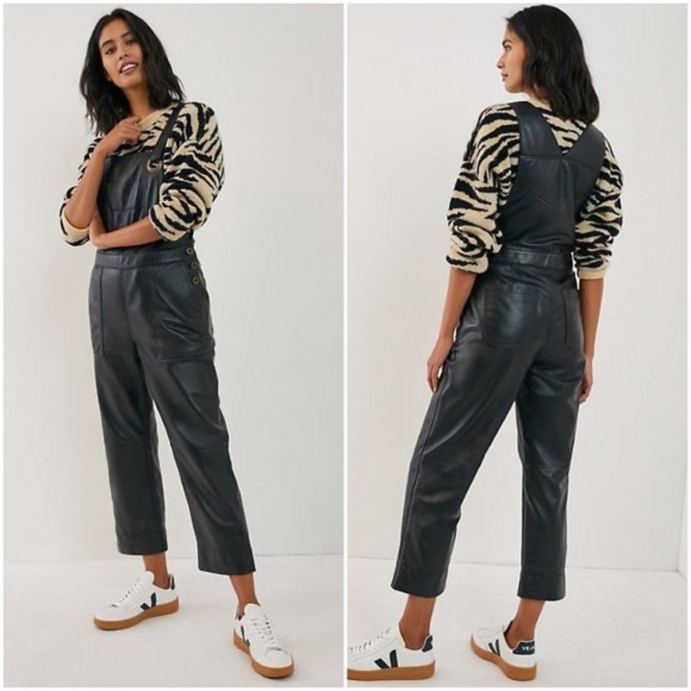 Anthropology leather jumpsuit